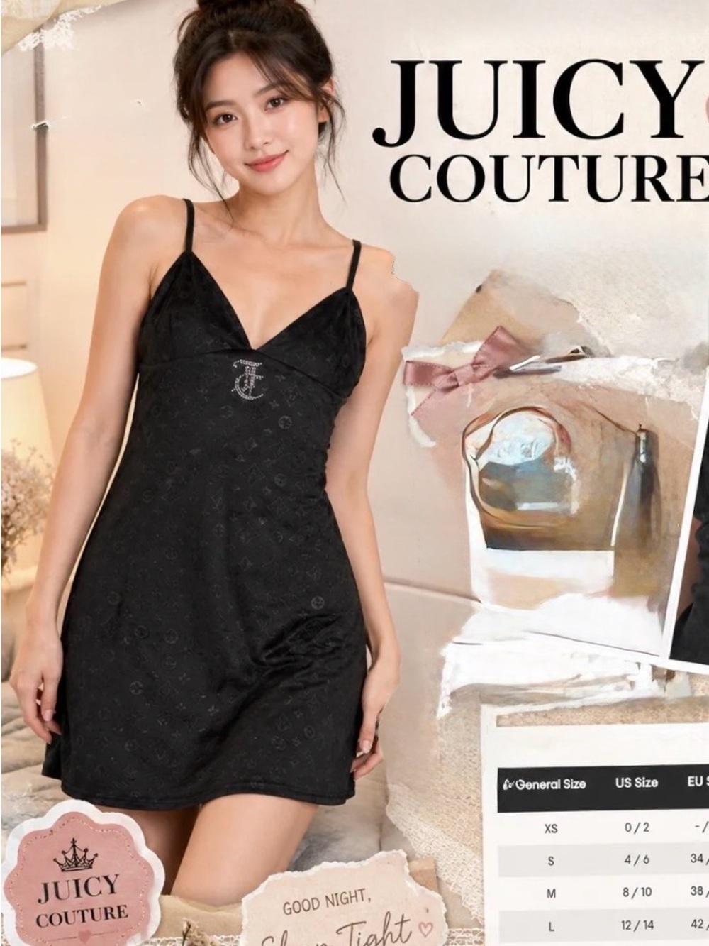 Juicy Couture Black Lace-Textured Slip Dress